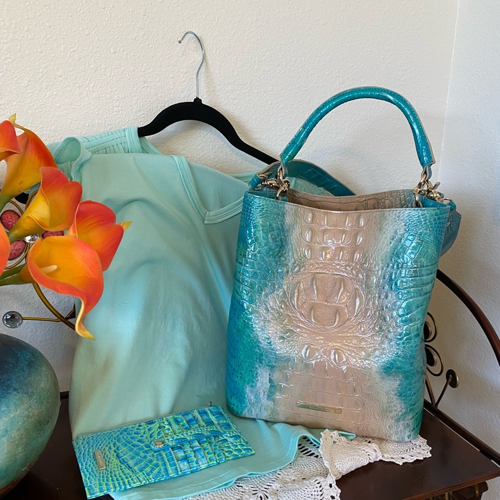 SOLD! Brahmin set: med Amelia in Ocean + Cotton Candy wallet